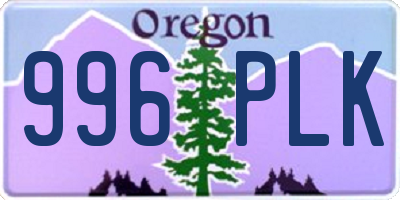 OR license plate 996PLK