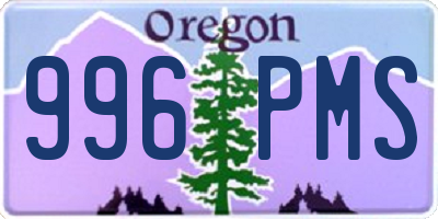 OR license plate 996PMS