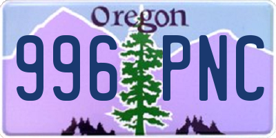 OR license plate 996PNC