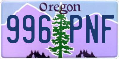 OR license plate 996PNF