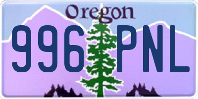 OR license plate 996PNL