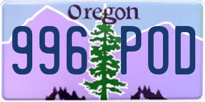OR license plate 996POD