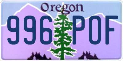 OR license plate 996POF