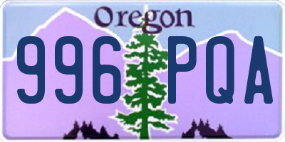 OR license plate 996PQA