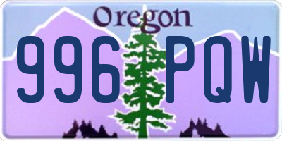 OR license plate 996PQW