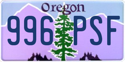 OR license plate 996PSF