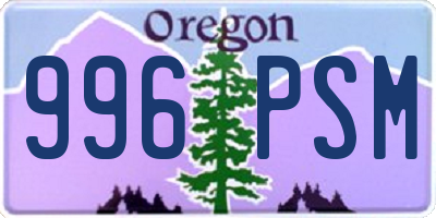 OR license plate 996PSM