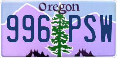 OR license plate 996PSW