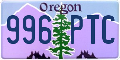 OR license plate 996PTC