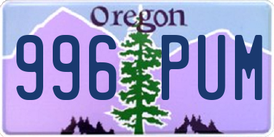 OR license plate 996PUM