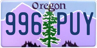 OR license plate 996PUY