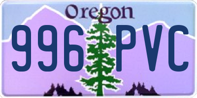 OR license plate 996PVC