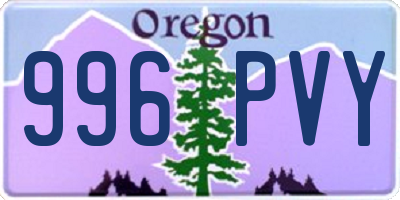 OR license plate 996PVY