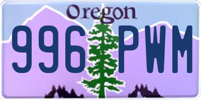 OR license plate 996PWM