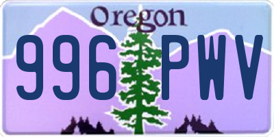 OR license plate 996PWV