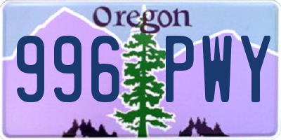 OR license plate 996PWY