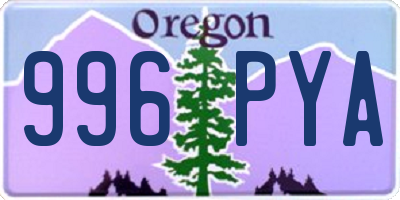 OR license plate 996PYA