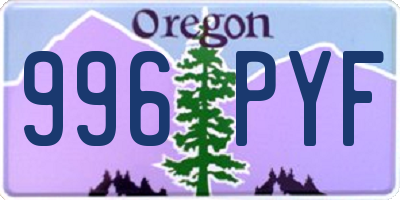 OR license plate 996PYF