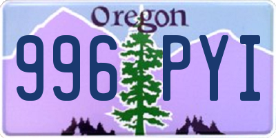 OR license plate 996PYI