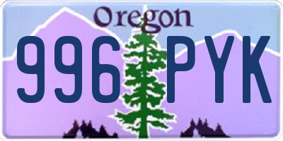OR license plate 996PYK