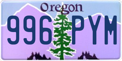 OR license plate 996PYM