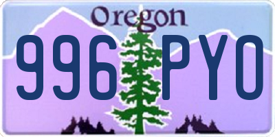 OR license plate 996PYO