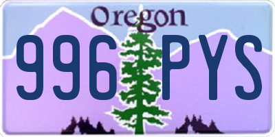 OR license plate 996PYS