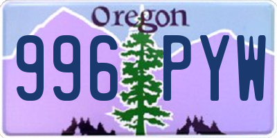 OR license plate 996PYW