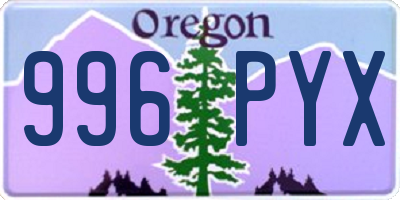 OR license plate 996PYX