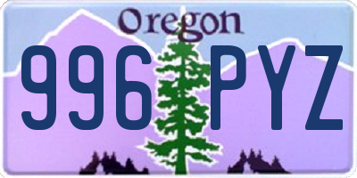 OR license plate 996PYZ