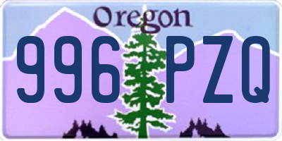 OR license plate 996PZQ