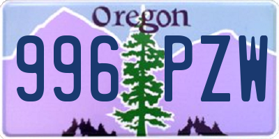 OR license plate 996PZW