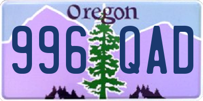 OR license plate 996QAD