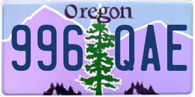 OR license plate 996QAE