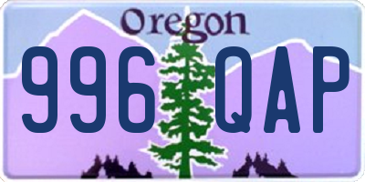 OR license plate 996QAP