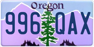 OR license plate 996QAX