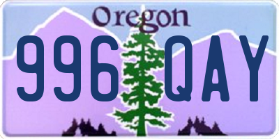 OR license plate 996QAY
