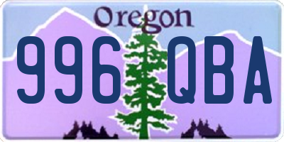 OR license plate 996QBA