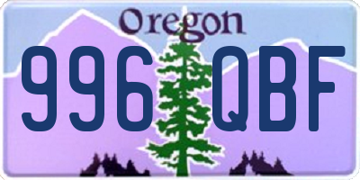 OR license plate 996QBF