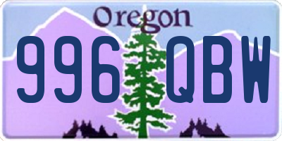 OR license plate 996QBW