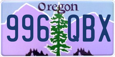 OR license plate 996QBX