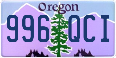 OR license plate 996QCI