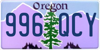 OR license plate 996QCY