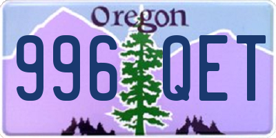 OR license plate 996QET