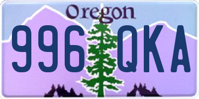 OR license plate 996QKA