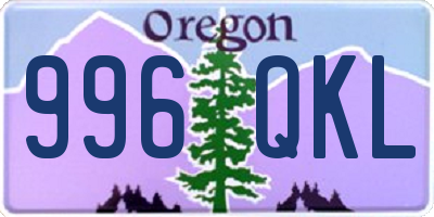 OR license plate 996QKL