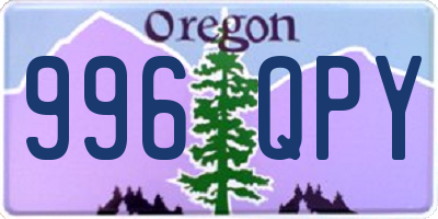 OR license plate 996QPY