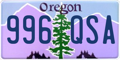 OR license plate 996QSA