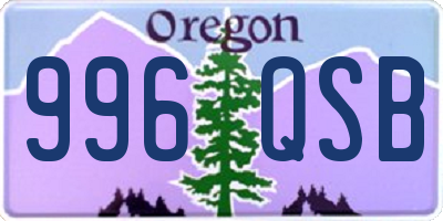 OR license plate 996QSB