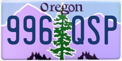 OR license plate 996QSP